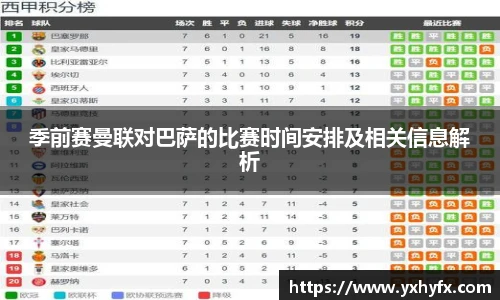 季前赛曼联对巴萨的比赛时间安排及相关信息解析